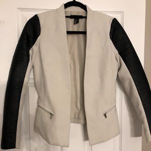 Faux Leather sleeve Blazer